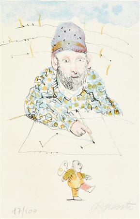 Antonio Possenti FIGURA IN BLU serigrafia su carta, cm 16x10,5; es. 17/100 firma