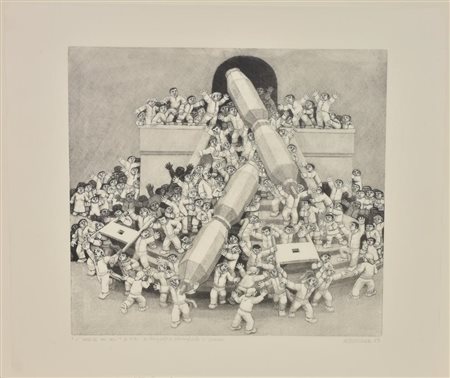 Ignoto L'USCITA NEI CERI xilografia su carta velina, cm 47x55; es. prova...