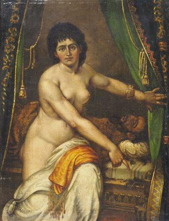 Maestro del XIX secolo "Sansone e Dalila" cm. 33x25 - olio su tela