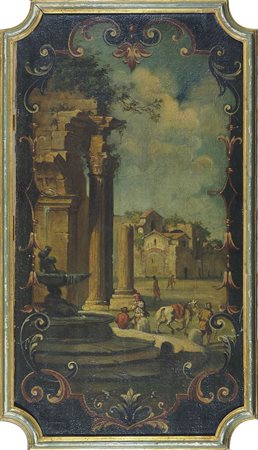 Pittore primi '900 Lotto di 2 oli su tela foderata di cm. 87x48: a)...