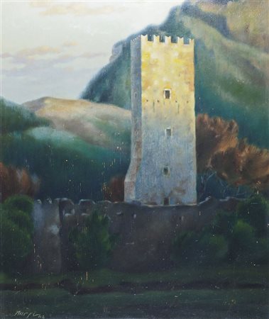 Romeo Marsi 1909-1942 "Castello a Ninfa" cm. 60x50 - olio su compensato...