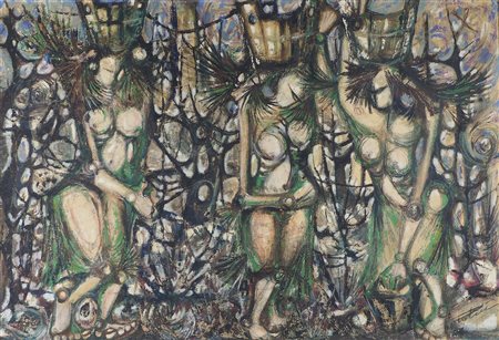 Klavdij Palcic 1940 "Riposo degli eroi" cm. 68x98 - tecnica mista su cartone...