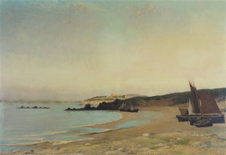 Maestro del XIX secolo "Costiera" cm. 65x100 - olio su tela