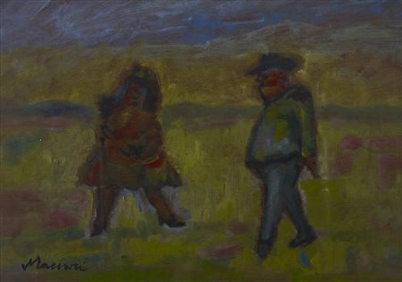 Mino Maccari L'ADESCATRICE olio su tavoletta, cm 25x35 firma L'opera è...