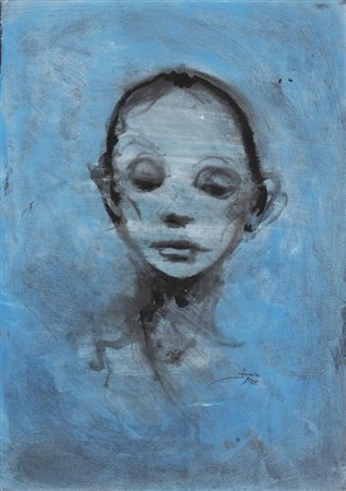 Enrico Colombotto Rosso RITRATTO FEMMINILE tempera e china su cartone, cm...