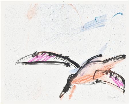 Walter Fusi SENZA TITOLO tecnica mista su carta, cm 16,5x20 firma e data sul...