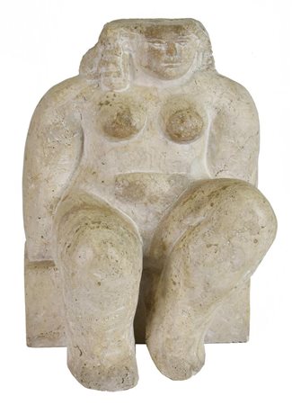 Franco Franchi NUDO FEMMINILE travertino, cm 41x33x22 firma incisa sul lato...