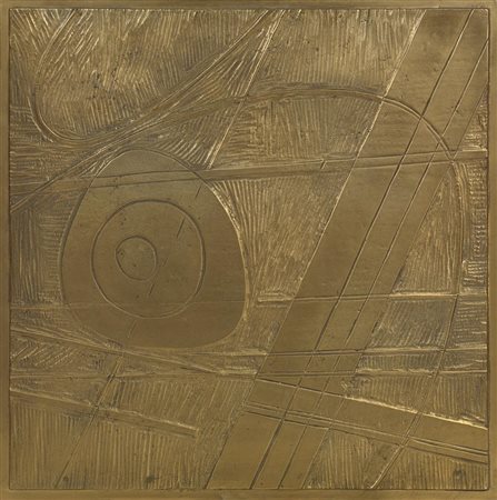 Silvano Bozzolini COMPOSIZIONE bassorilievo in bronzo, cm 51,5x51,5x2; es....
