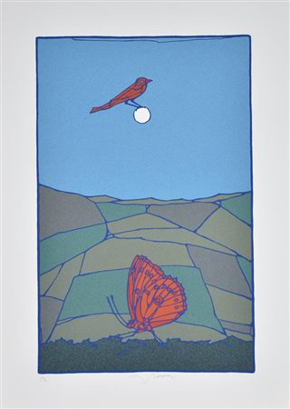 Francesco Casorati La Serenata serigrafia su carta, cm 70x50 esemplare prova...