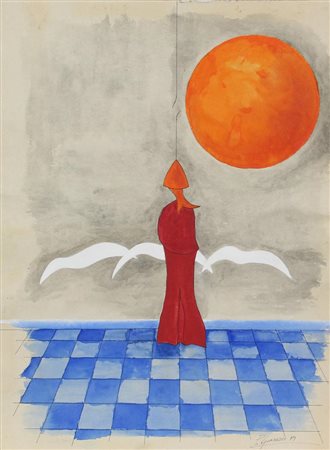 Piero Gianuzzi SENZA TITOLO tecnica mista su cartoncino, cm 74x56 firma e...