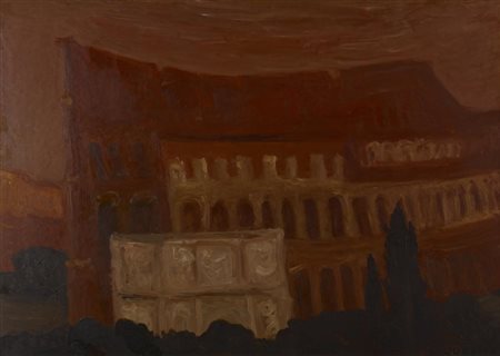 Carlo Quaglia COLOSSEO olio su faesite, cm 50x70 firma sul retro: firma