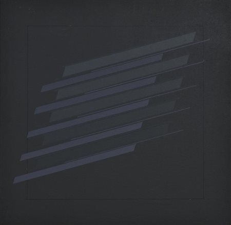 Andrea Pierbò PROGRESSIONI VERTICALI olio su tela, cm 40x40 sul retro: firma,...