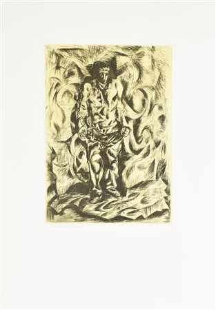 Sandro Chia FIGURA incisione su carta, battuta cm 57x41, su foglio cm...
