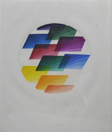 Piero Dorazio TONDO acquaforte acquatinta, cm 31x31, foglio cm 60x50; es....