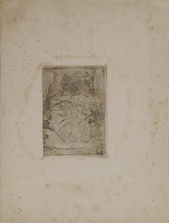 Umberto Boccioni DONNA CHE FUMA MENTRE SCRIVE acquaforte e puntasecca,...