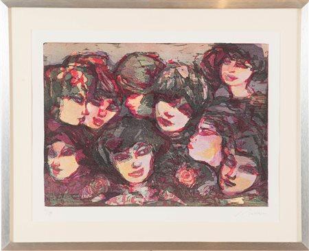 Mino Maccari (Siena 1898 – Roma 1989), “Volti”.