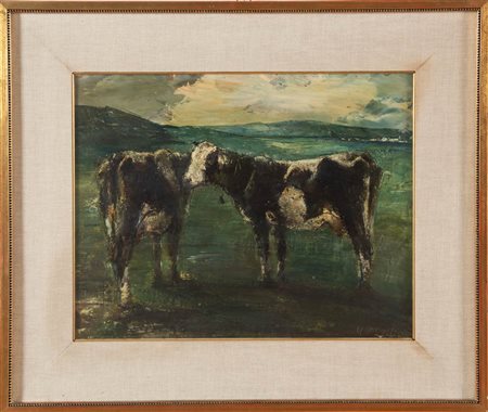 Ubaldo Magnavacca (Modena 1885 – Lerici 1957), “Mucche”.