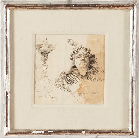 Cesare Laurenti (Mesola 1854 – Venezia 1936), “Studio di volto e candelabro”.