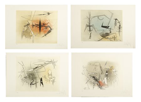 WILFREDO LAM Lotto composto da 4 fogli. Senza titolo.