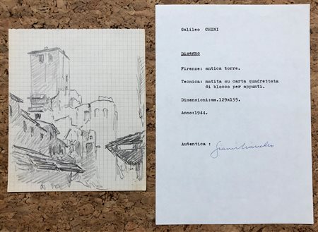 GALILEO CHINI (1873-1956) - Antica torre, 1944