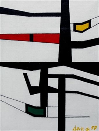 DOVA GIANNI (Roma 1925 - Pisa 1991) "Composizione astratta" 1950 Olio su tela...