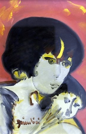 BRINDISI REMO (Roma 1918 - Lido di Spina 1996) "Maternità" anni '80/'90 Olio...