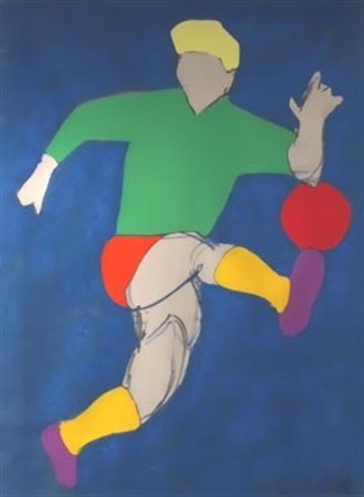 LODOLA MARCO (Dorno Pavia 1955) "Calciatore" 2001 Carta colorata applicata su...