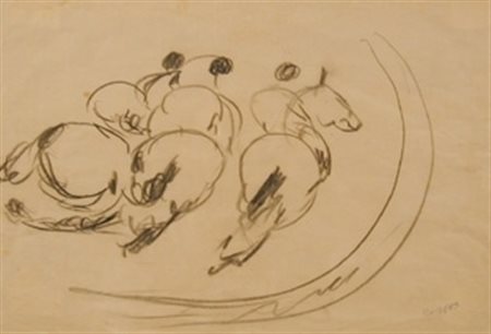 CESETTI GIUSEPPE (Tuscania 1902 - Tuscania 1990) "Cavalli con fantini"...