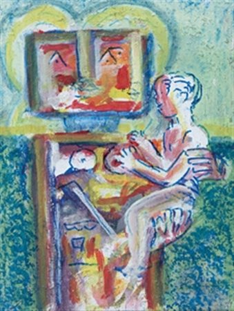 KODRA IBRAHIM (Tirana 1918) "Mater" Olio su tela cm. H: 40.00 L: 30.00 Firma...