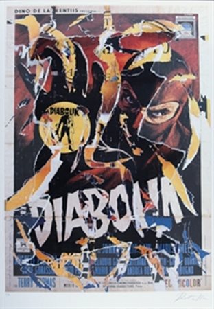 ROTELLA MIMMO (Catanzaro 1918 - Milano 2006) "Diabolik" Multiplo decollage su...