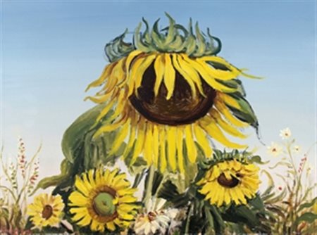 GAZZERA ROMANO (Ciriè 1906 - Torino 1985) "Girasoli" Olio su tela cm. H:...