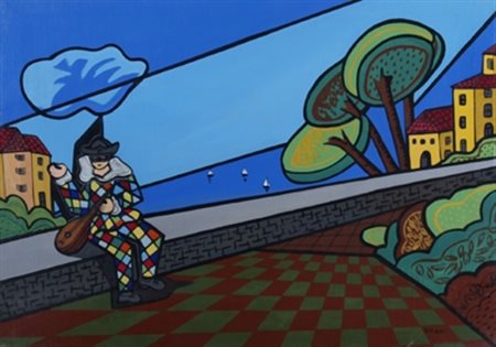 ORIANI PIPPO (Torino 1909 - Torino 1972) "Serenata in riviera" 1960/1970 Olio...