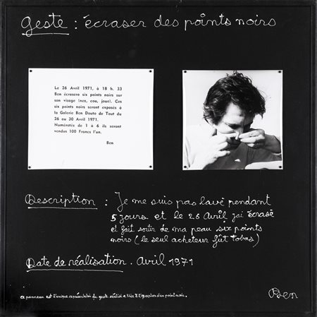BEN VAUTIER
Ecraser des points noirs (Geste 23), 1971