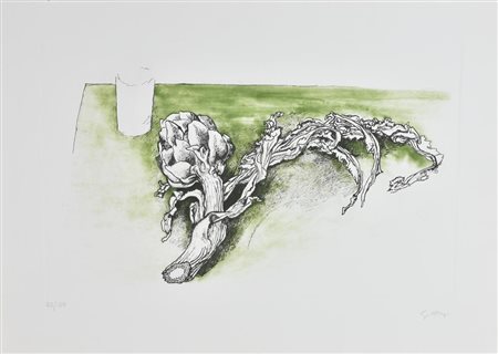 Renato Guttuso NATURA MORTA incisione su carta, foglio cm 50x70, battuta cm...