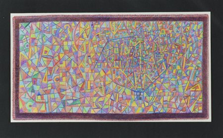 Enzo Branca SENZA TITOLO matite colorate su carta, cm 15x17,5 sul retro:...