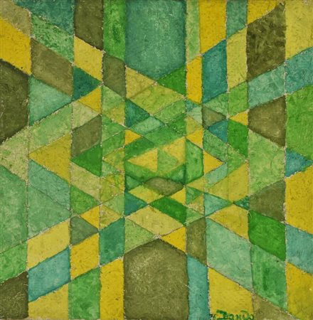 Dando SENZA TITOLO tecnica mista su tela grezza, cm 50x50 sul fronte: firma e...