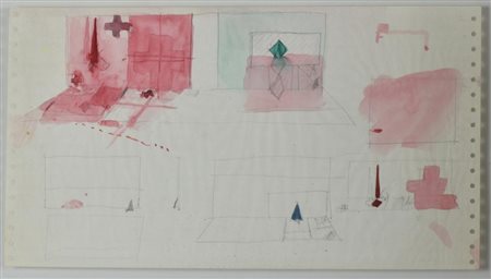 Ignoto SENZA TITOLO tecnica mista su carta, cm 21,5x39,8