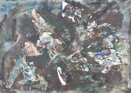 Anonimo COMPOSIZIONE olio, tempera e collage su cartone, cm 50x70