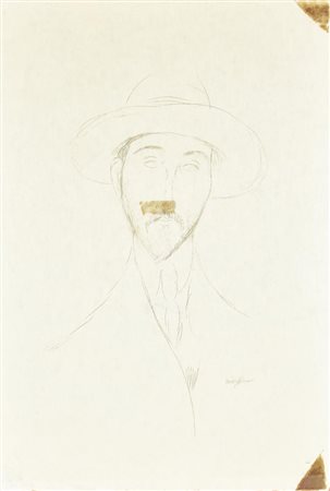 Amedeo Modigliani Ritratto di Leopold Zborowski serigrafia su carta di riso...