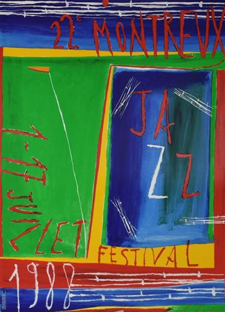 Nicola De Maria 22e JAZZ FESTIVAL MONTREUX 1988 poster, cm 100x70 Poster...