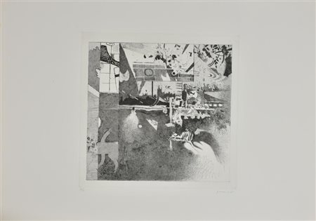 Gianfranco Ferroni SENZA TITOLO incisione su carta, foglio cm 49x71, battuta...