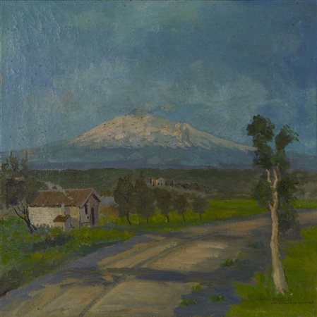 Salvatore Quattrocchi VAL CORRENTE olio su tela, cm 50x50 firmato, titolato e...