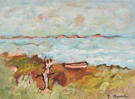 Tina Boscagli TEMPESTA SUL LAGO olio su tavoletta, cm 30x40 firmato sul...