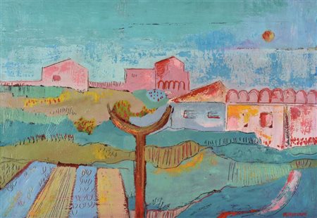 M. Venturini PAESAGGIO UMBRO olio su tela, cm 35x50 sul fronte: firma sul...