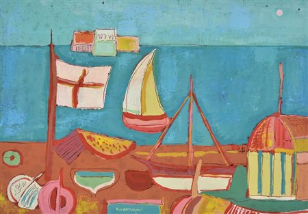 M. Venturini SENZA TITOLO olio su tela, cm 35x50 sul fronte: firma