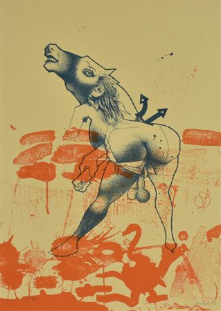 Giuseppe Guerreschi SENZA TITOLO litografia su carta, cm 70x50; es. 87/100...