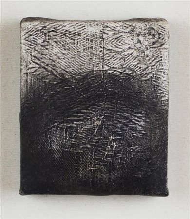 Max Marra COMPOSIZIONE tecnica mista su tela estroflessa, cm 7x6 sul retro:...