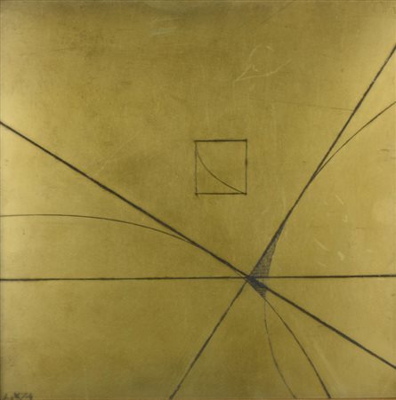 Luigi Veronesi COMPOSIZIONE incisione su ottone, cm 21x21; pezzo unico...