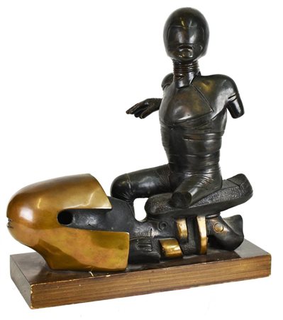 Gian Paolo Marini MOTOCICLISTA bronzo, cm 58x56x35; esemplare unico firma...