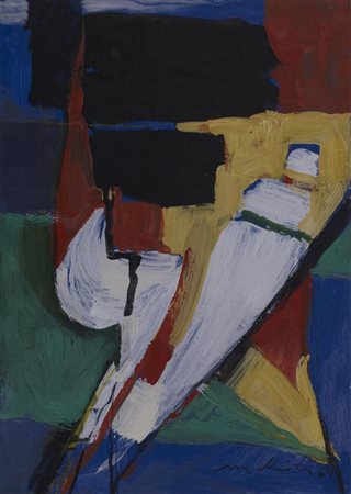 Ignoto SENZA TITOLO olio su cartone, cm 30x21,5 firma e data eseguito nel 1964